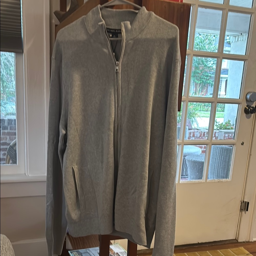 Michael Kors Light Gray Zip-Up Sweater